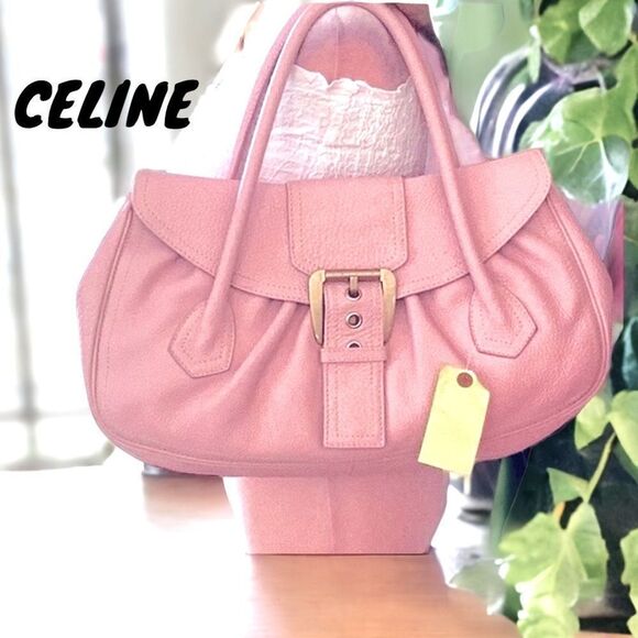 AUTHENTIC CELINE SHOULDER HAND BAG SATCHEL PINK LEATHER - Picture 2 of 12
